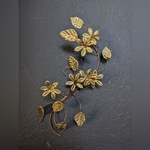 Vintage Home Interior Homco Gold Copper Metal Wall Decor Flowers & Leaves 16